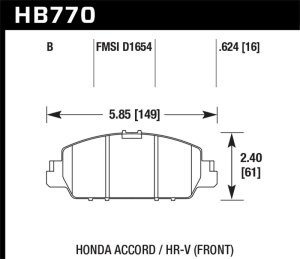Honda Accord Brake Pads - Front - Hawk Performance - HPS 5.0 - `13-`17